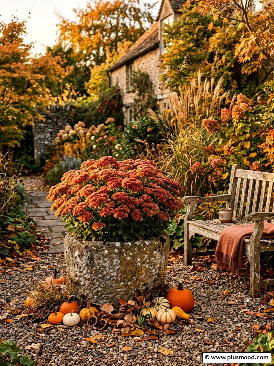 Sedum Autumn Joy Arrangement - 25 end of summer planter refresh ideas