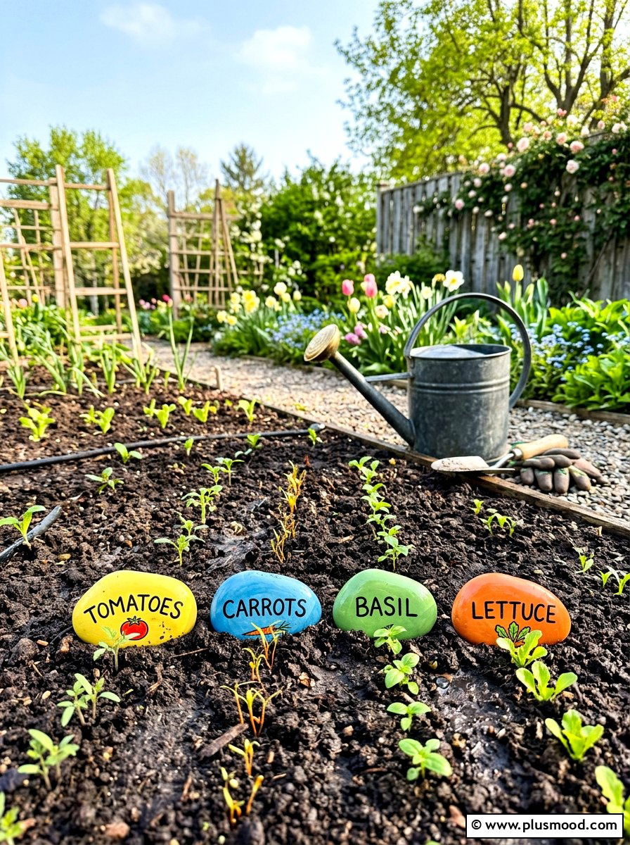 Seedling Identification Stone - 25 painted rock ideas for outdoor signage