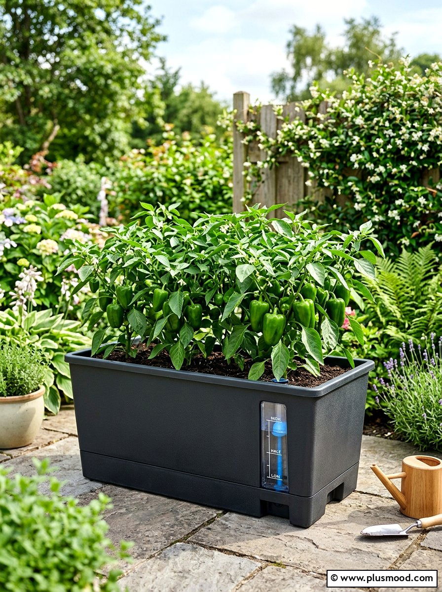 Self watering planter - 25 small backyard ideas with raised garden