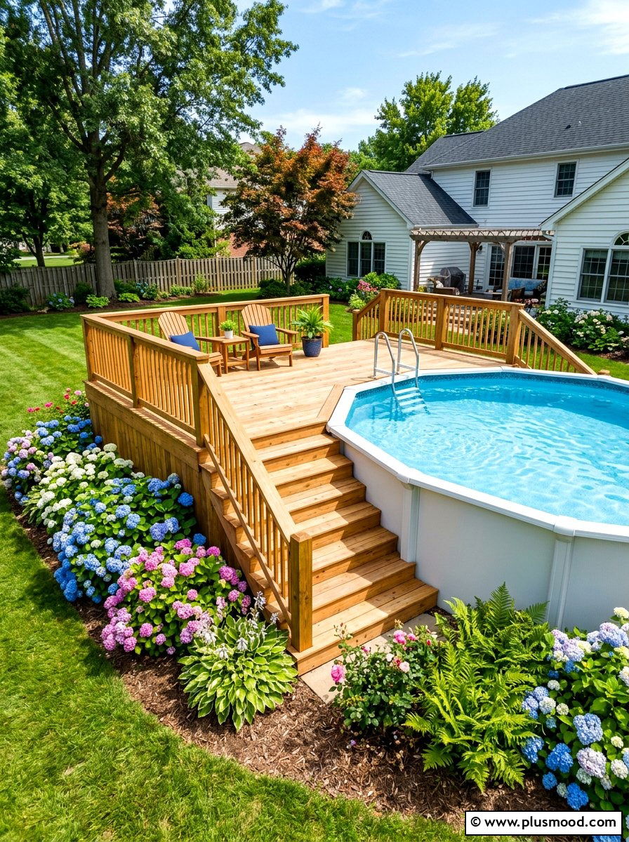 Semi Inground Wood Pool Deck - 25 summer deck around pool ideas
