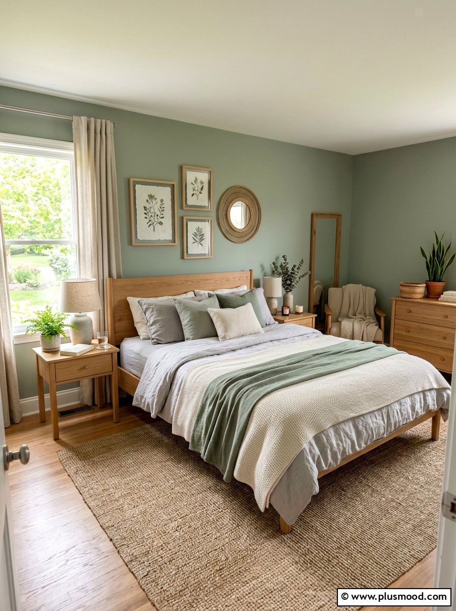Serene sage green bedroom - 25 summer modern summer decor ideas