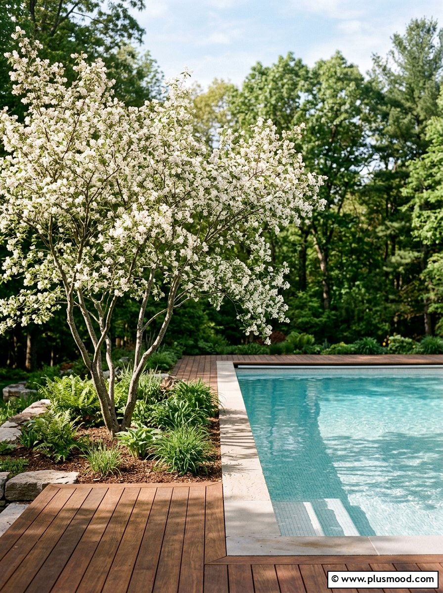 Serviceberry Tree Pool Edge - 25 pool landscaping ideas with shade trees