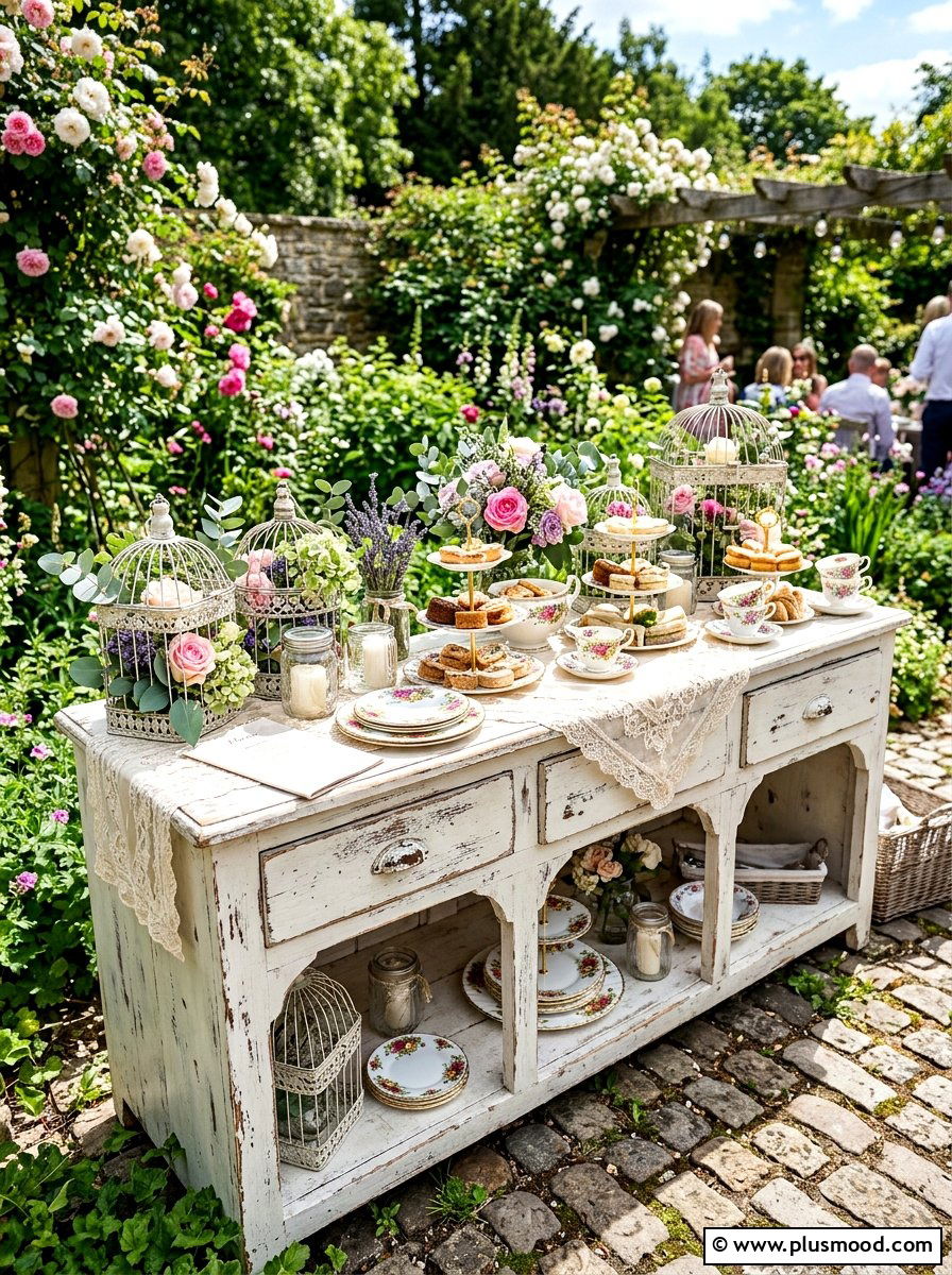 Shabby Chic Buffet - 25 summer outdoor buffet ideas