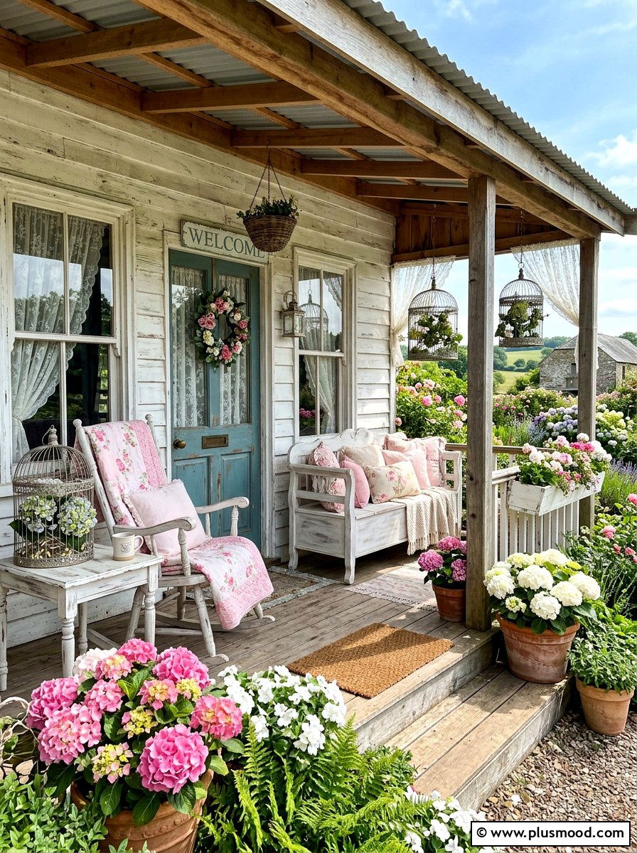 Shabby Chic Farmhouse Front Porch - 25 summer farmhouse front porch ideas