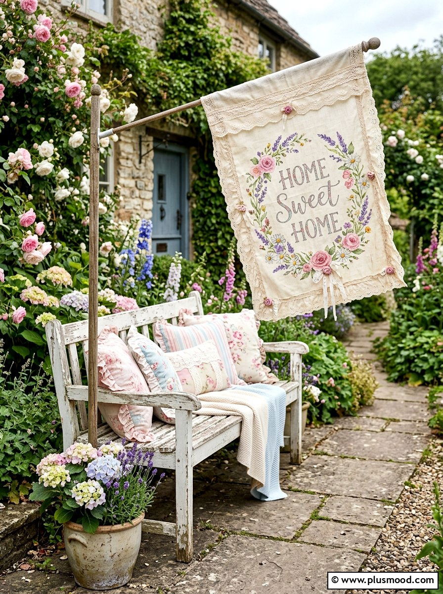 Shabby Chic Flag - 25 summer front porch decor ideas with flags