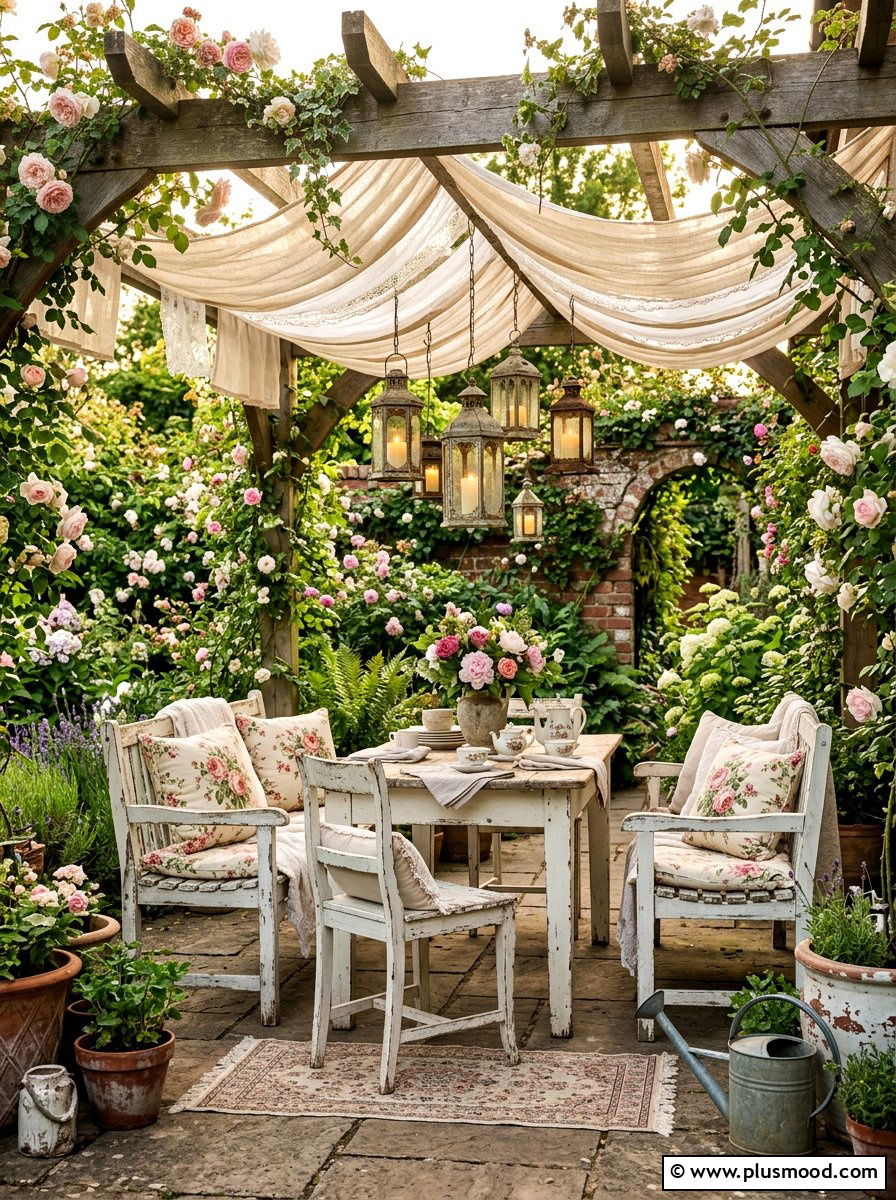Shabby Chic Floral Patio - 25 summer covered patio ideas