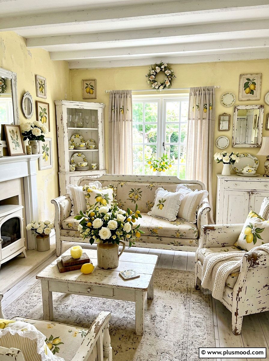 Shabby Chic Lemon Living Room - 25 summer lemon decor ideas for living room