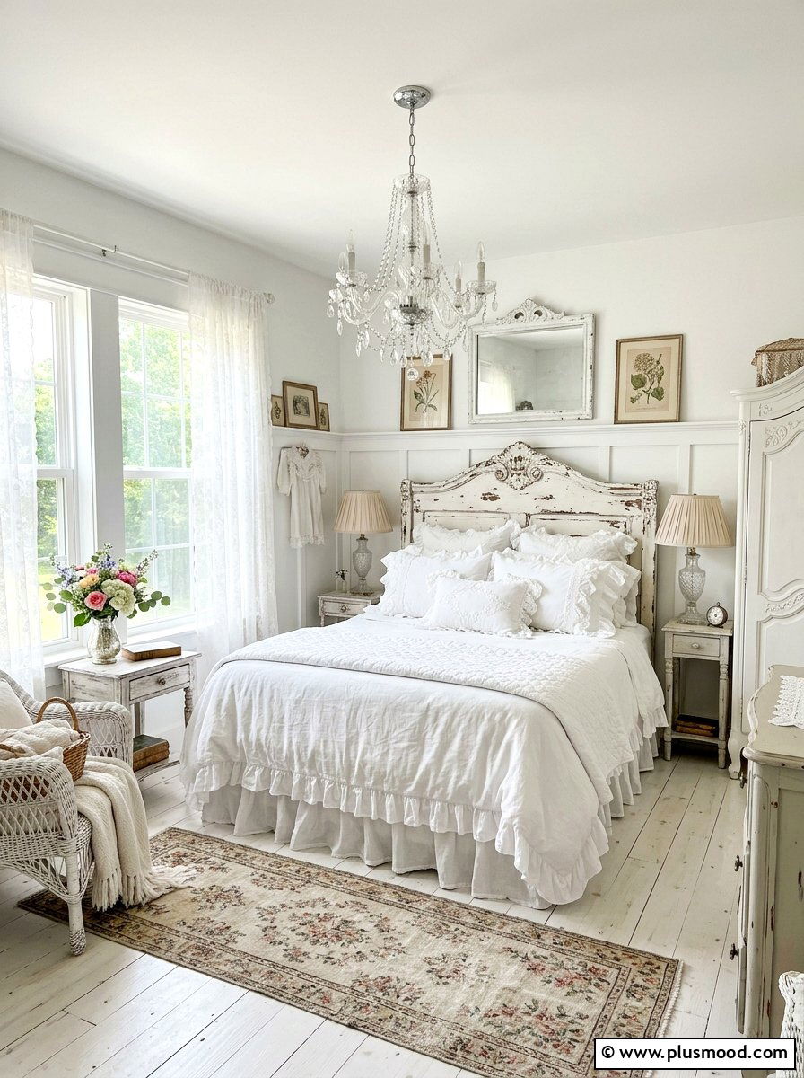 Shabby Chic White Bedroom - 25 white summer bedroom ideas