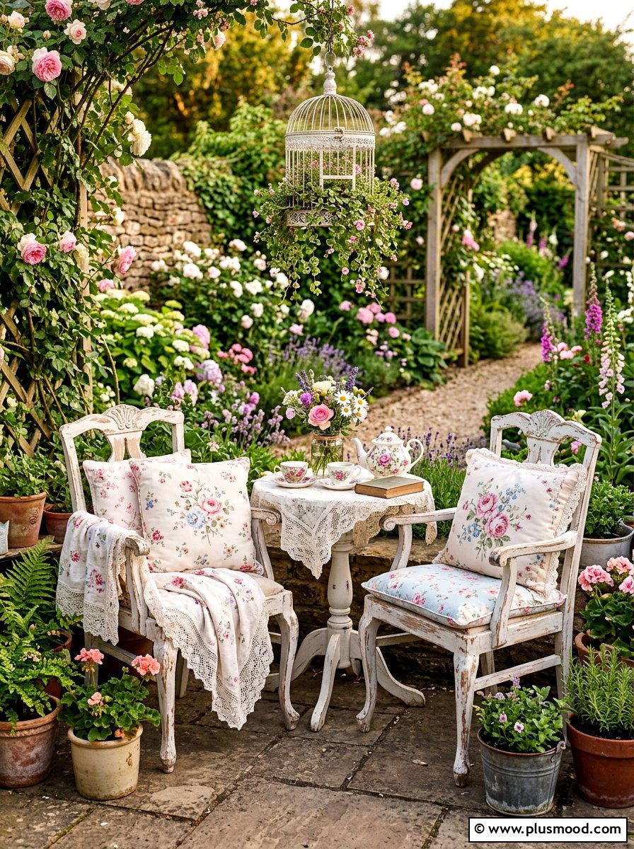 Shabby chic patio corner - 25 late summer patio decor ideas