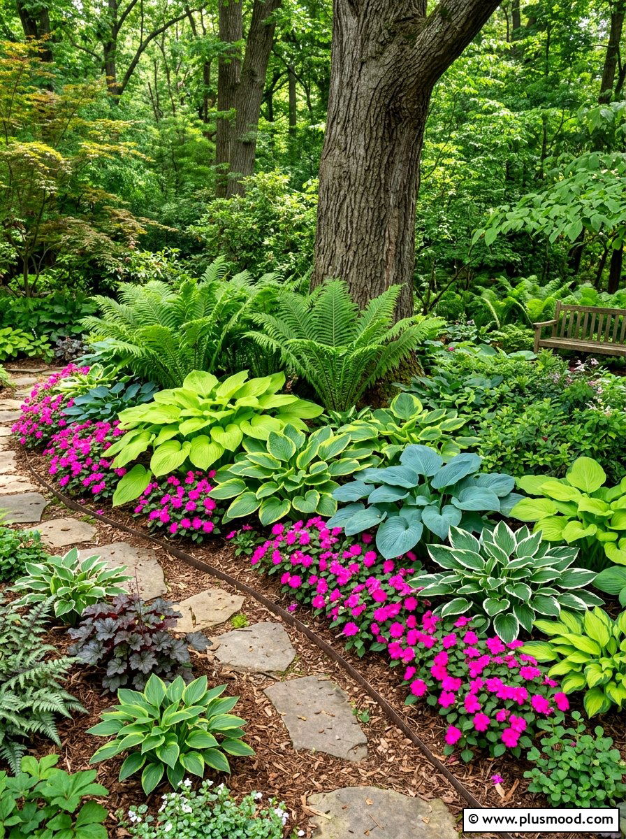 Shade Garden Layering - 25 summer layered flower bed ideas