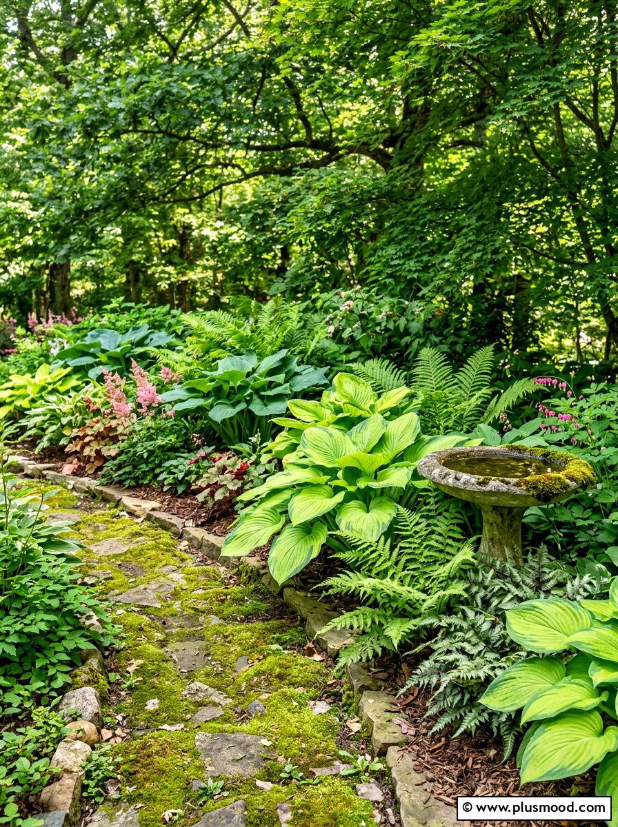 Shade Perennial Garden - 25 summer low maintenance garden ideas