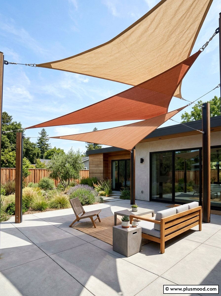 Shade Sail Canopy - 25 summer cooling backyard ideas