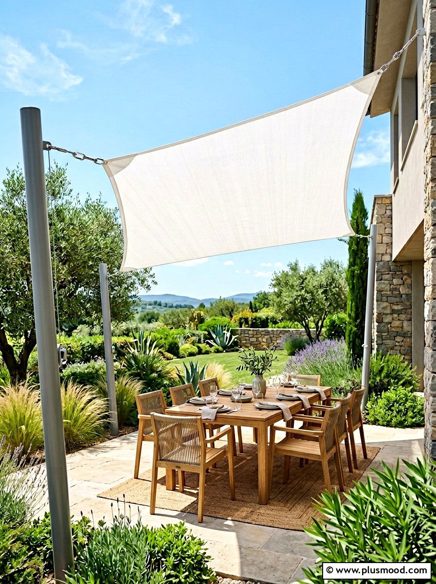 Shade Sail Canopy - 25 summer small garden ideas