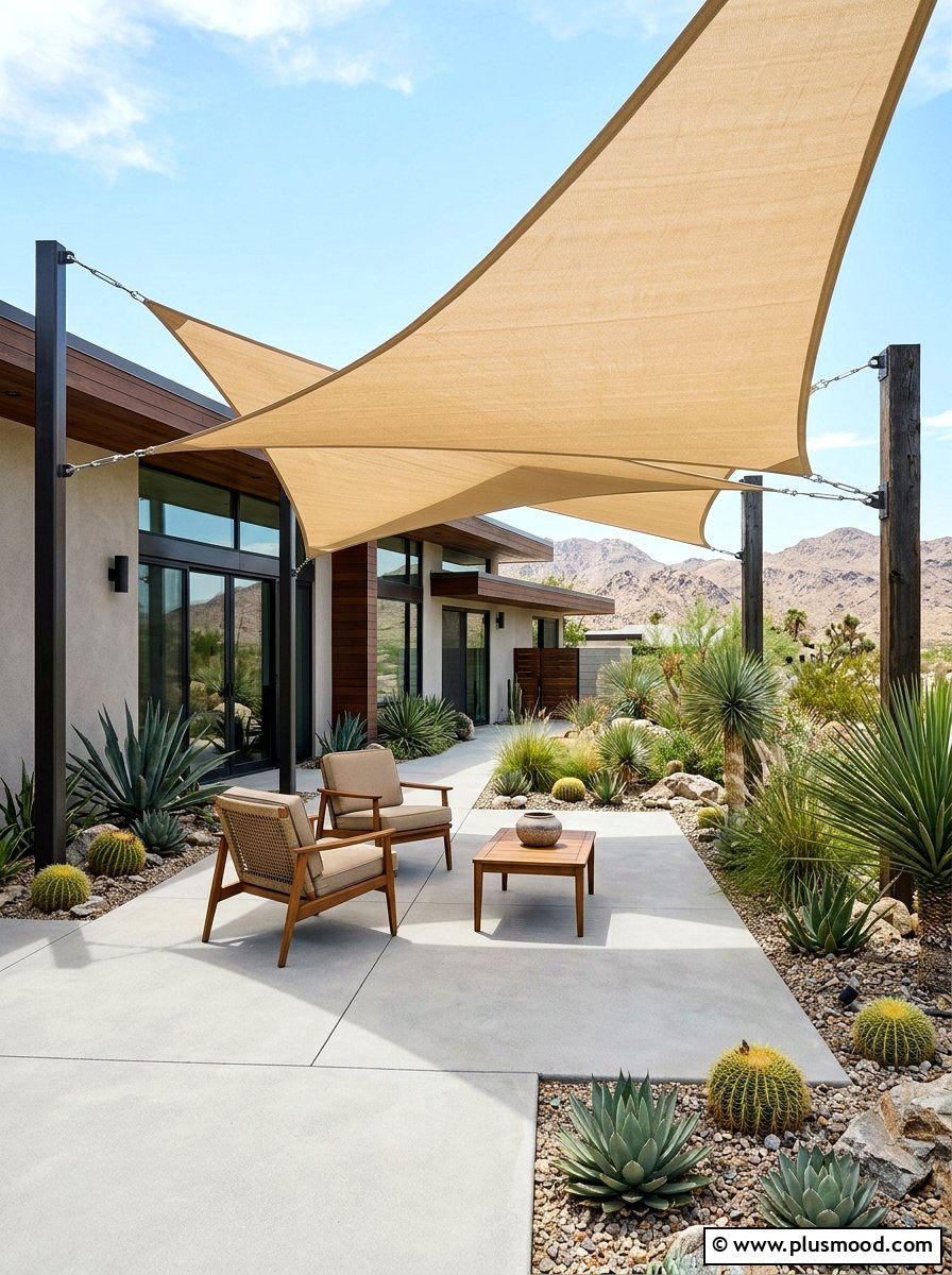 Shade Sail Canopy - 25 small backyard ideas with shade