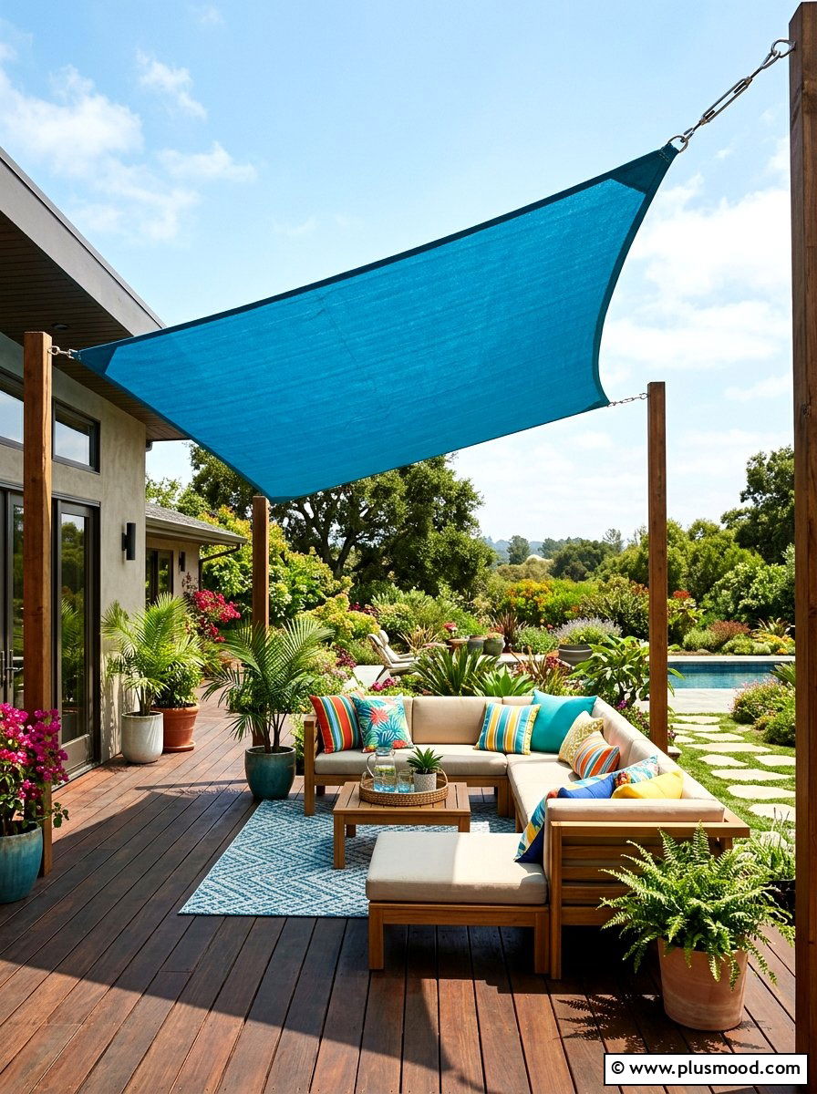 Shade Sail For Overhead Privacy - 25 small backyard ideas for privacy