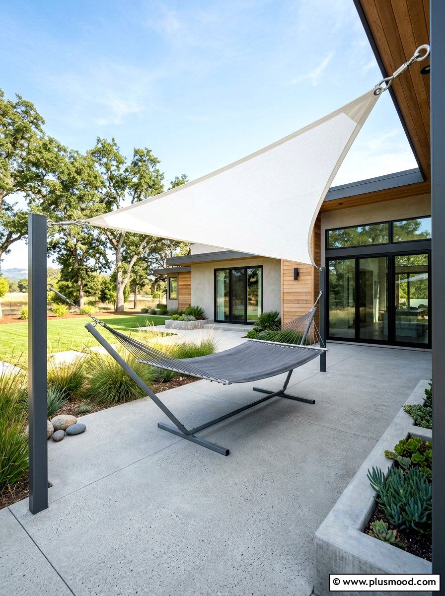 Shade Sail Hammock - 25 summer backyard hammock ideas