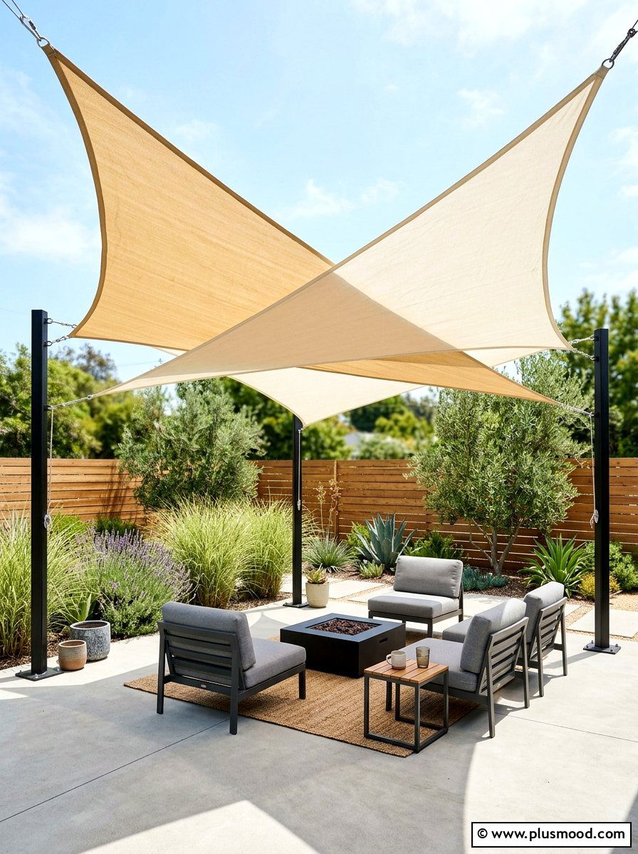 Shade Sail Installation - 25 summer patio ideas for hot weather