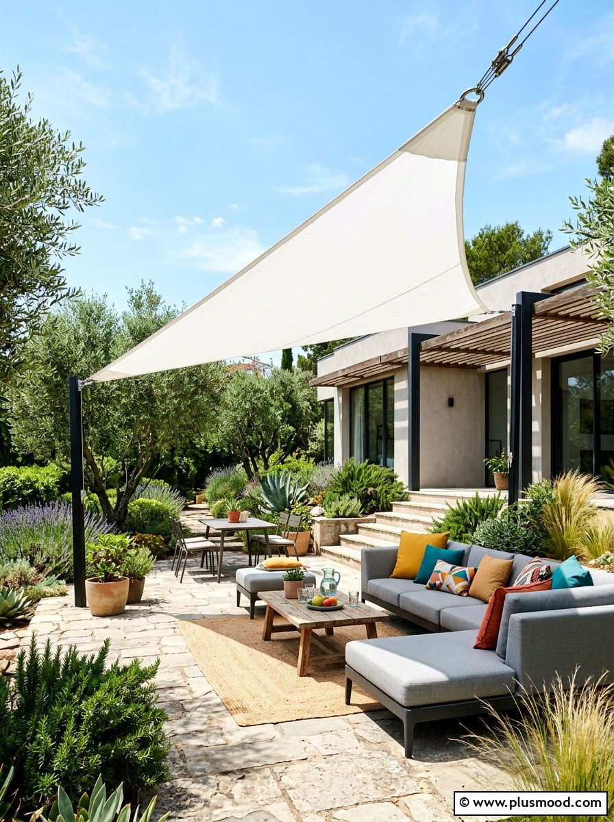 Shade Sail Picnic Lounge - 25 summer picnic backyard ideas