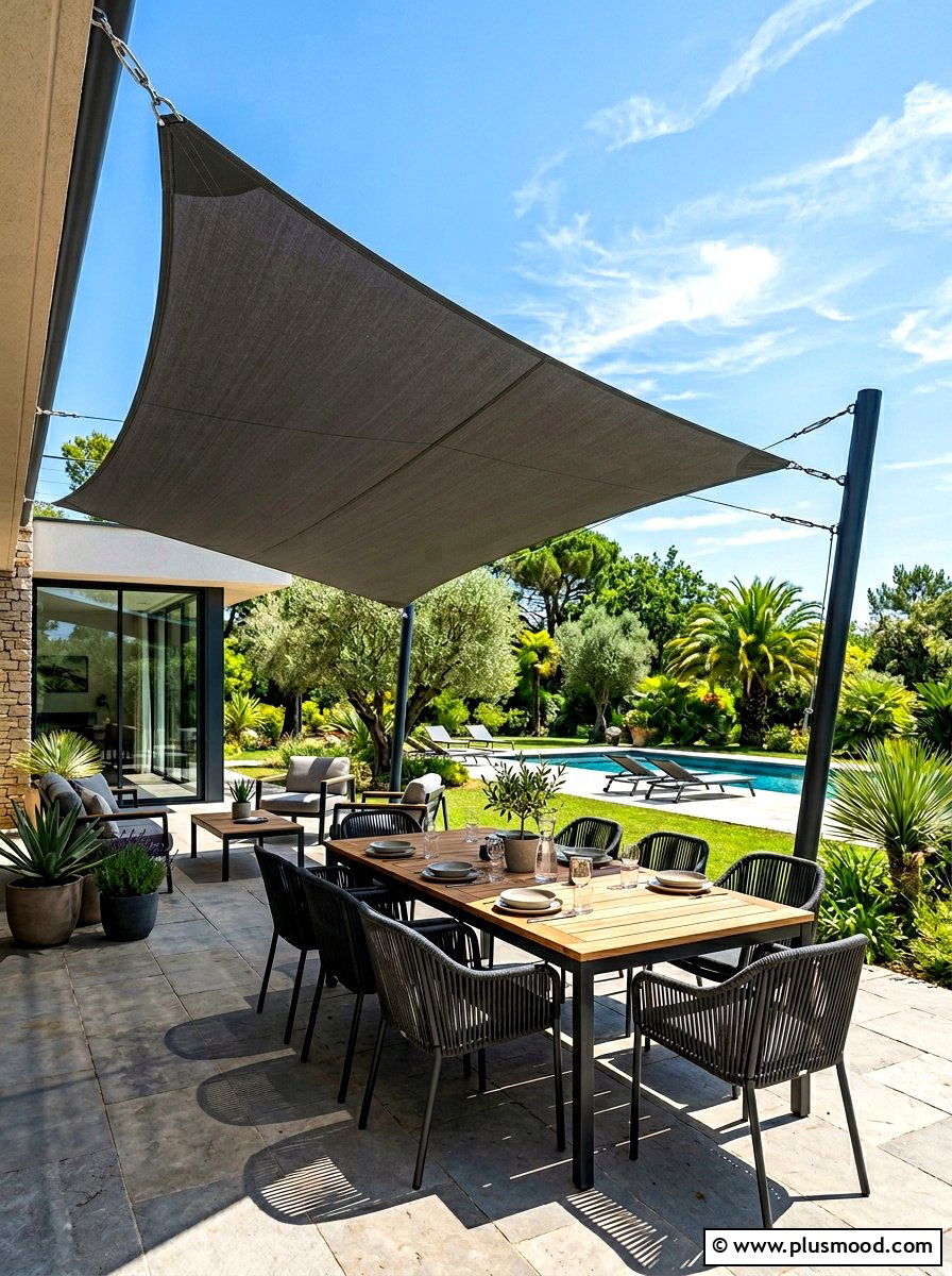Shade Sail - 25 summer patio garden ideas