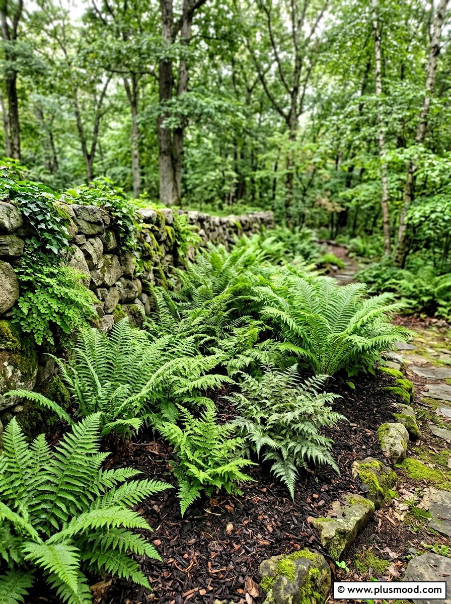 Shade garden ferns - 25 outdoor garden decor ideas with zen elements