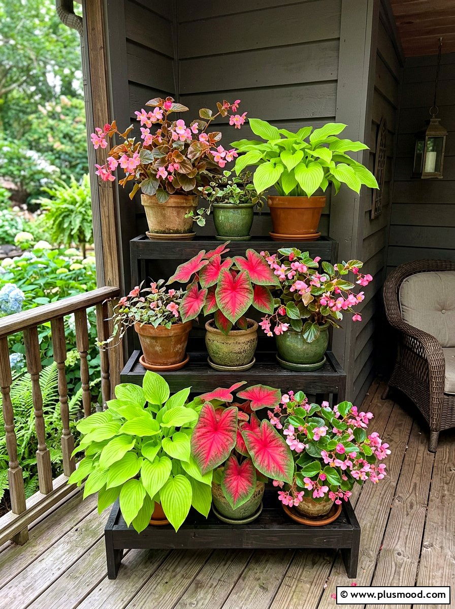 Shade plant tiered pots - 25 summer stacked planter ideas
