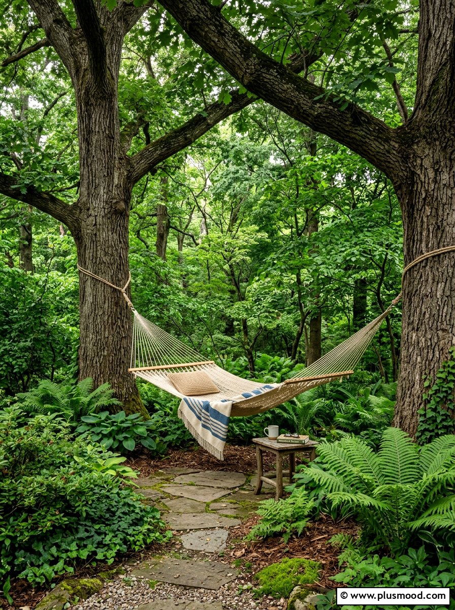 Shaded Hammock Relaxation Garden - 25 summer farmhouse garden ideas