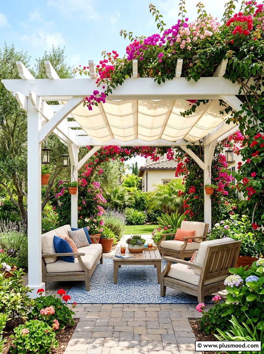 Shaded Pergola Area - 25 summer coastal outdoor entertaining ideas