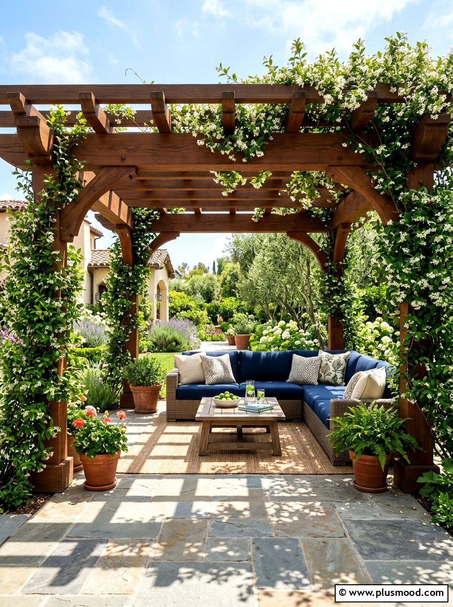 Shaded Pergola Seating - 25 simple summer patio ideas