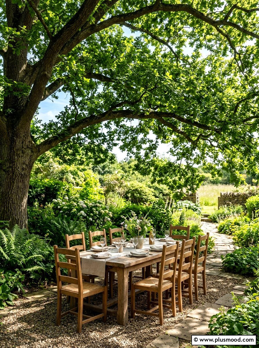 Shaded Tree Canopy Dining - 25 small backyard ideas with dining area