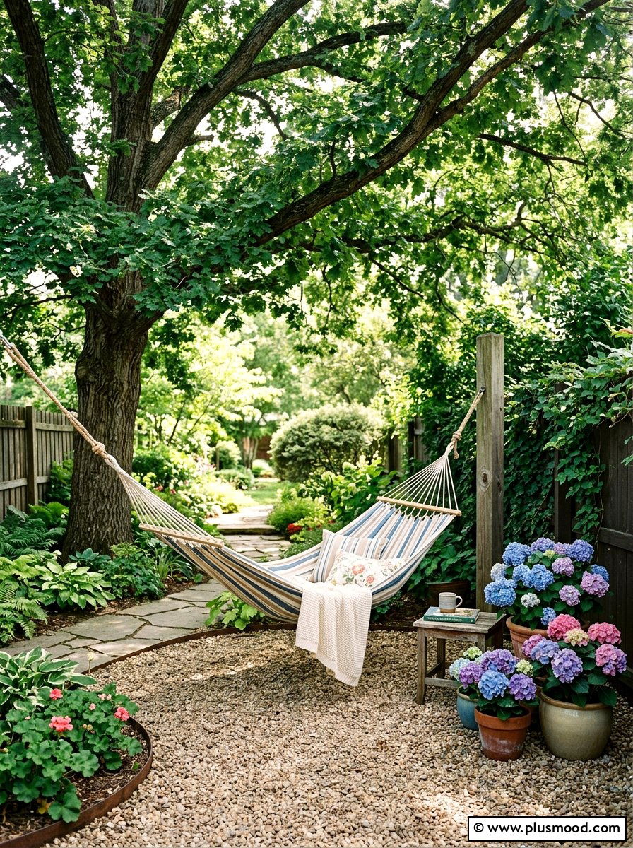 Shaded gravel nook - 25 small backyard ideas with gravel