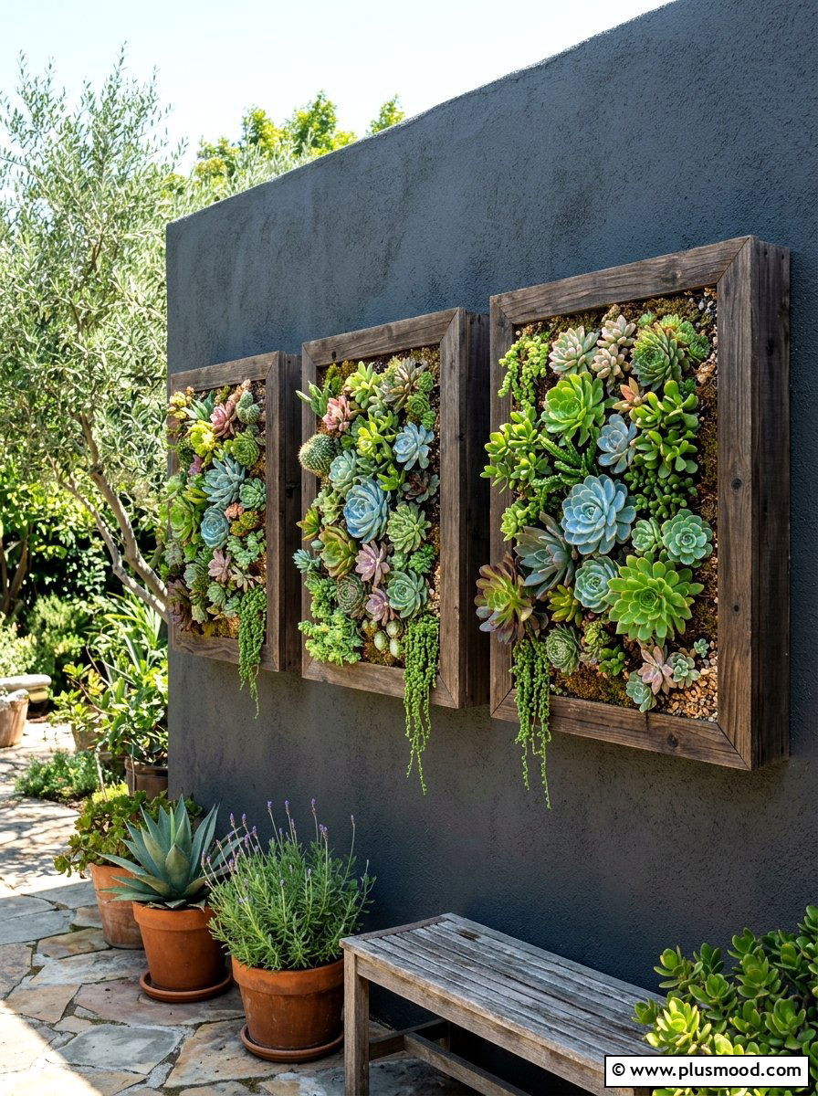 Shadow Box Succulent Wall Art - 25 small backyard ideas with succulent garden