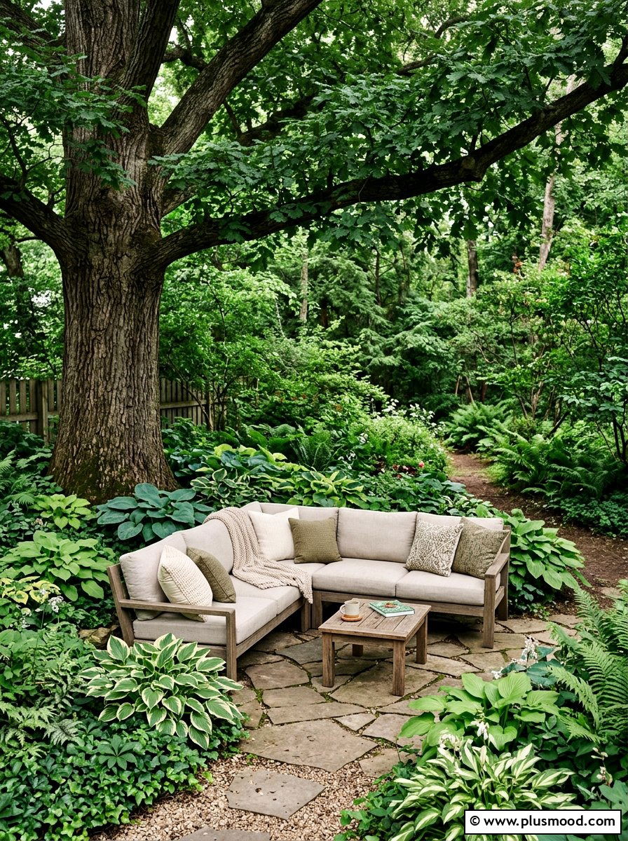 Shady Garden Nook Sofa - 25 small backyard ideas with outdoor sofa