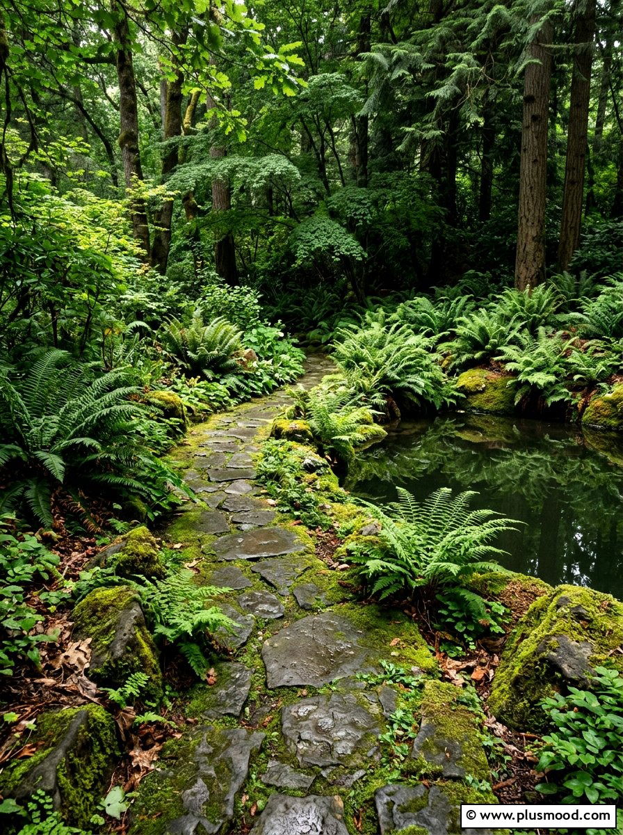 Shady Garden Path With Ferns And Stones - 25 pool landscaping ideas with stone pathway