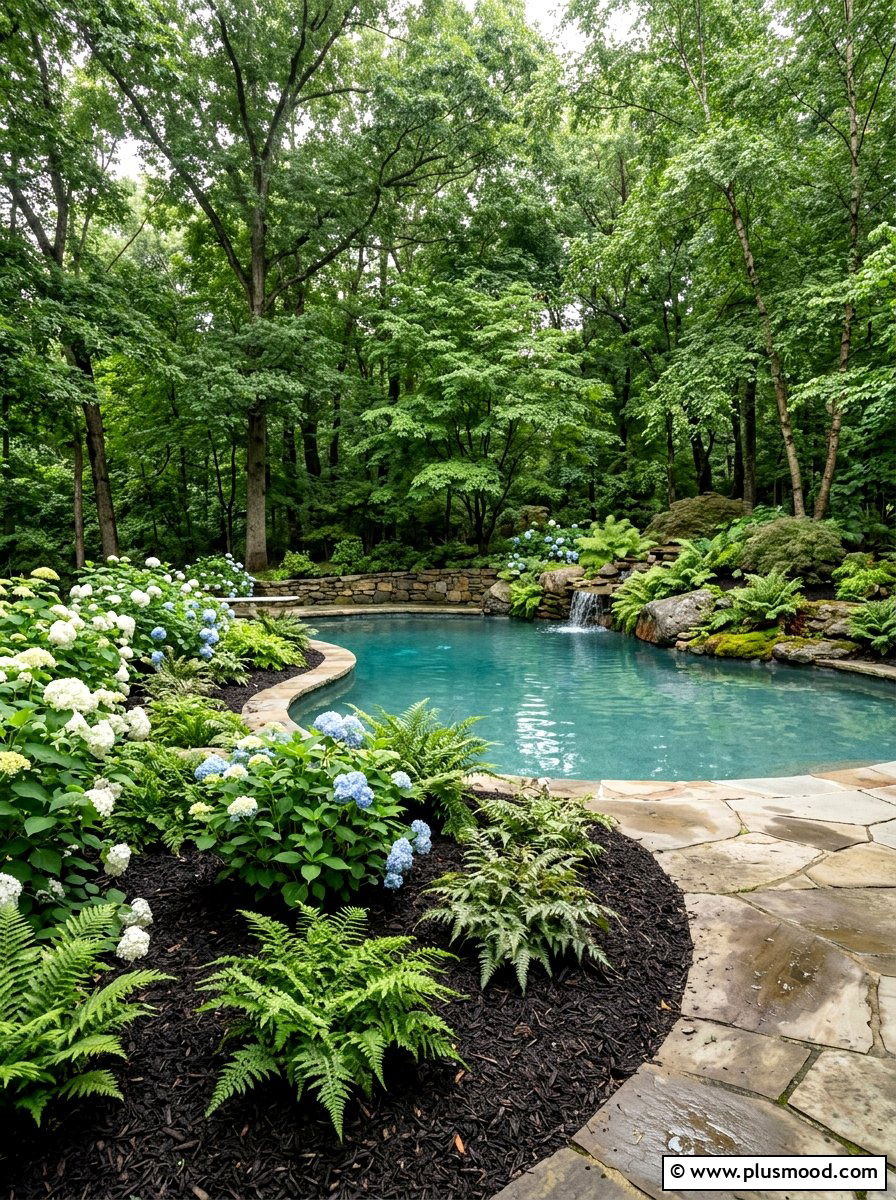 Shady Pool Landscape Mulch - 25 pool landscaping ideas with mulch beds