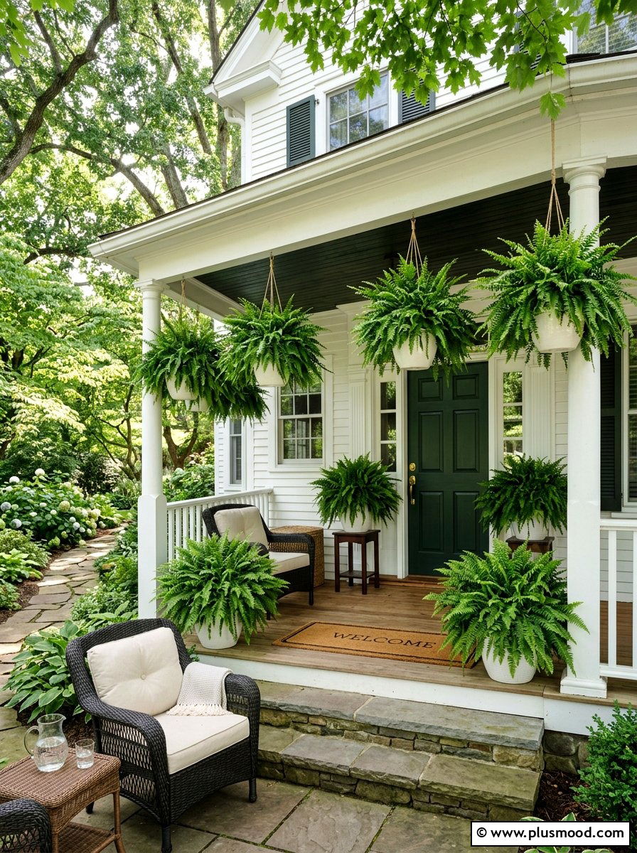 Shady Porch Ferns - 25 summer front porch landscaping ideas