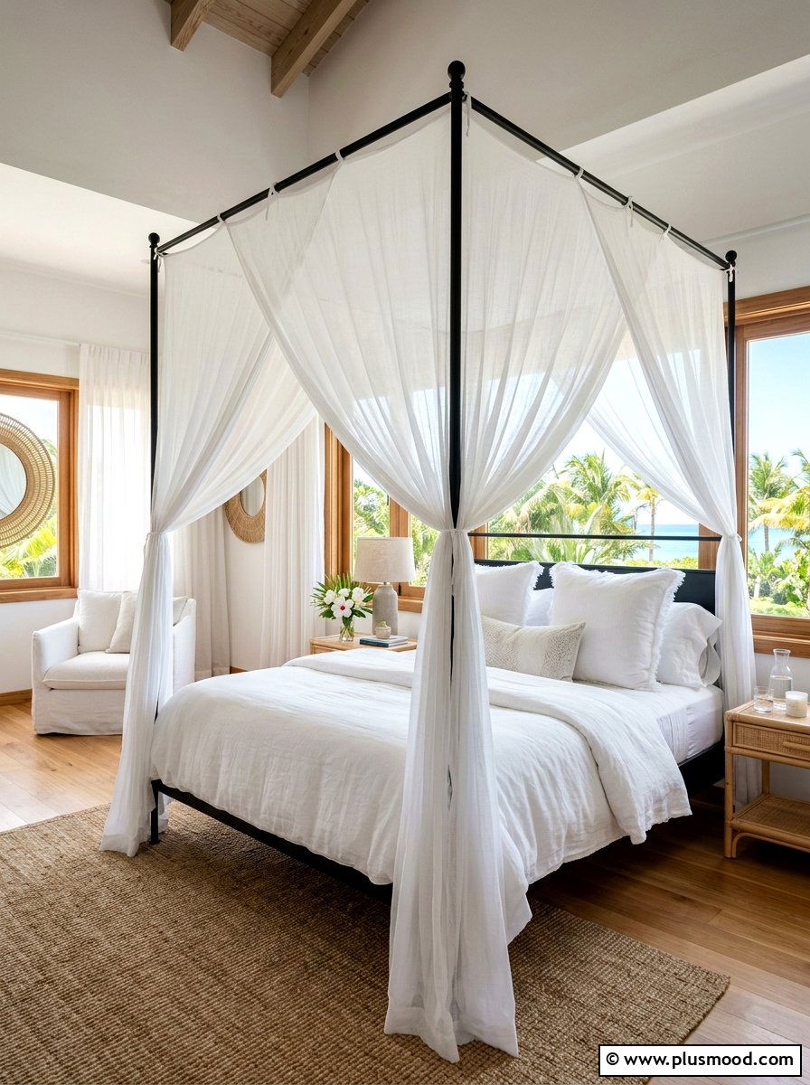 Sheer Canopy Bed - 25 easy summer home decor ideas