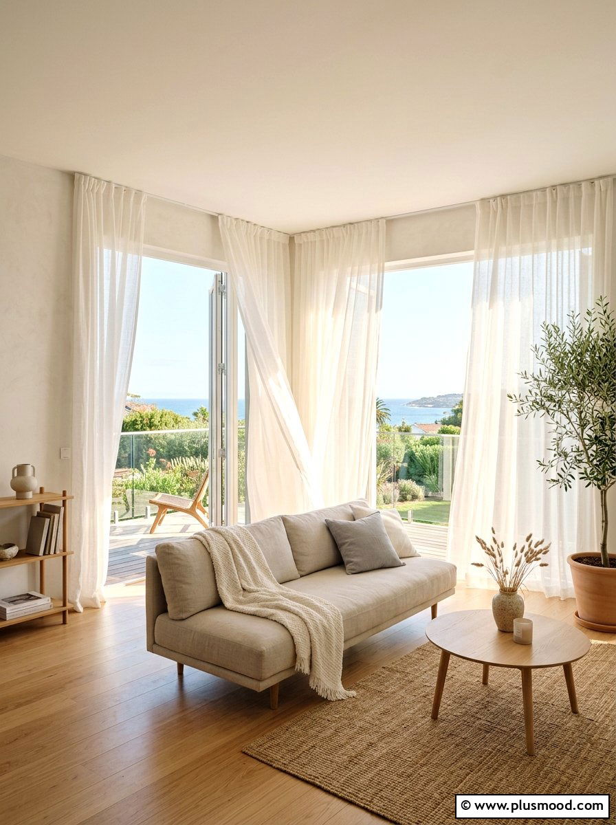 Sheer Curtains - 25 airy summer living room ideas