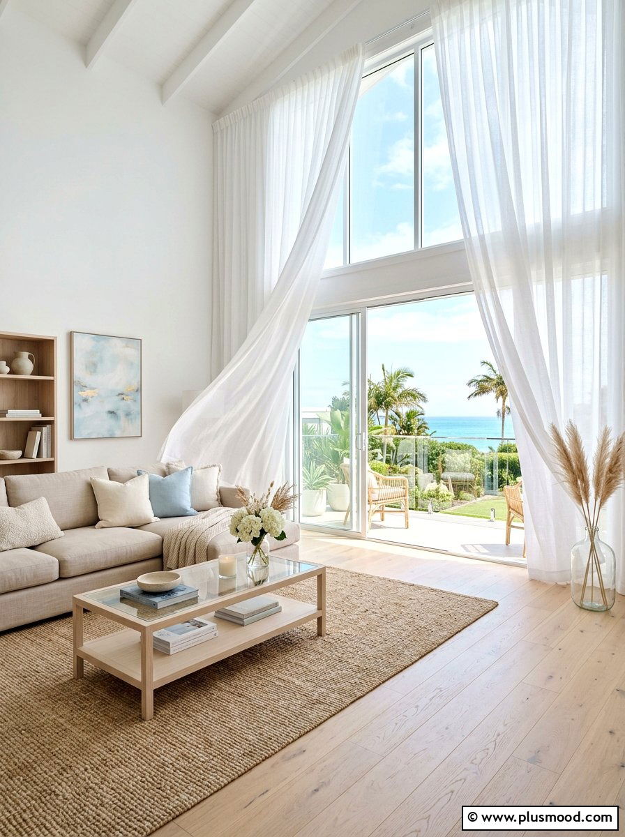Sheer Linen Drapery Living Room - 25 summer decor ideas for beige living room