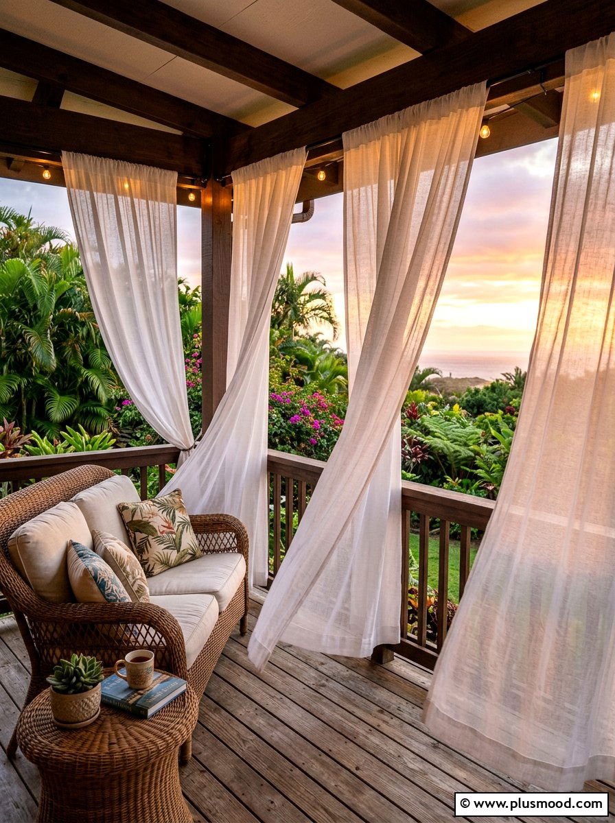 Sheer Privacy Curtains - 25 summer porch refresh for entertaining ideas