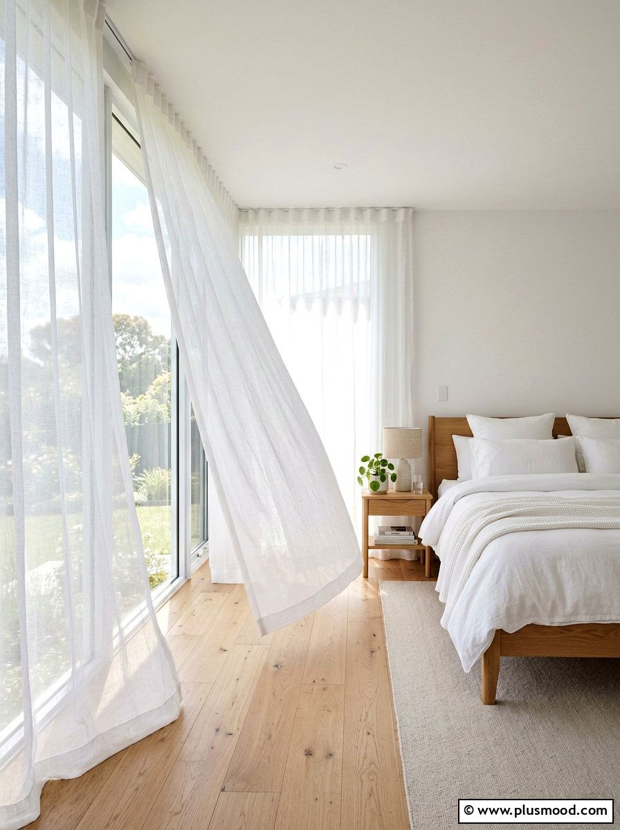 Sheer White Curtain Bedroom - 25 farmhouse summer bedroom ideas