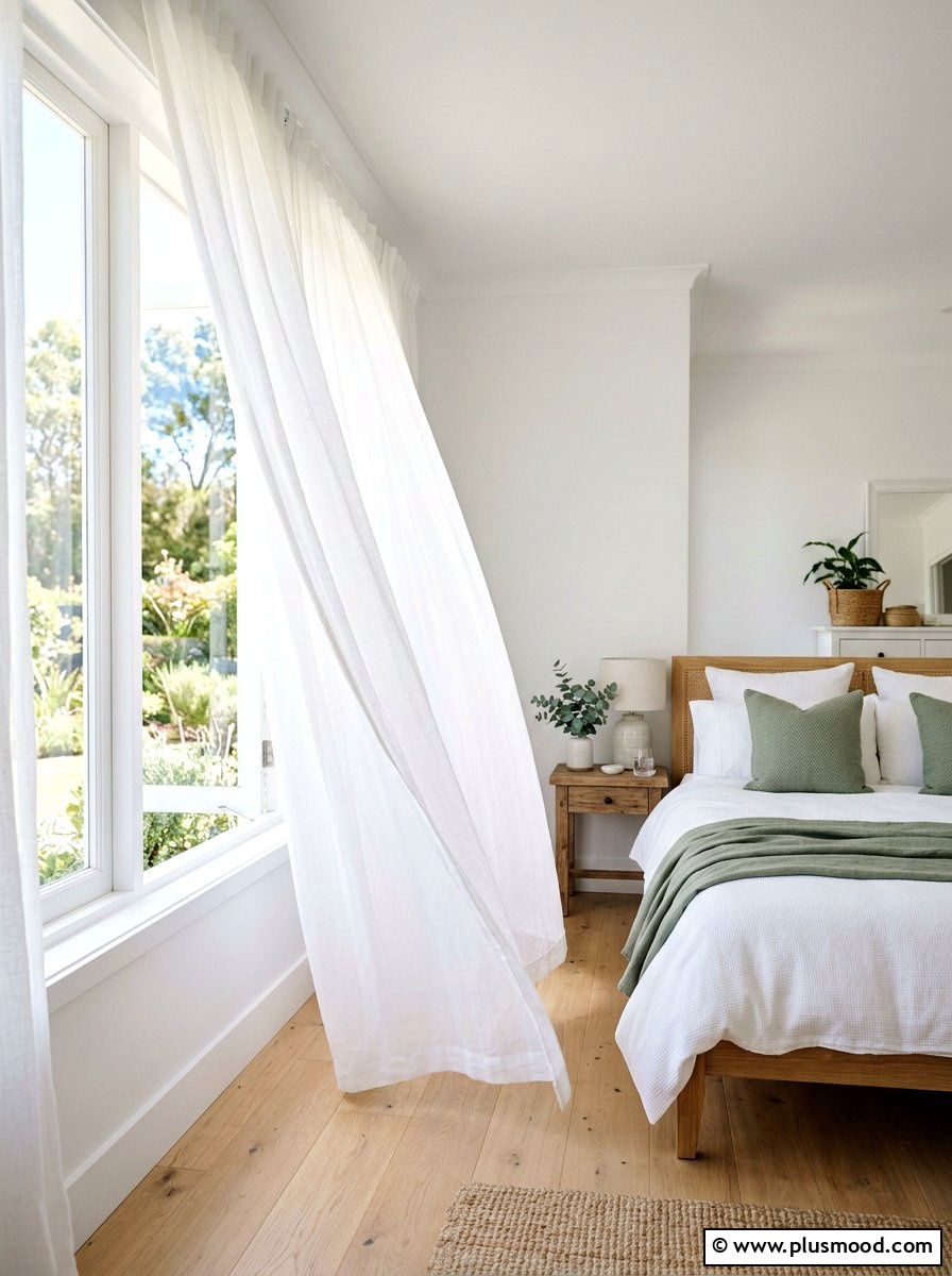 Sheer White Curtains - 25 late summer bedroom ideas