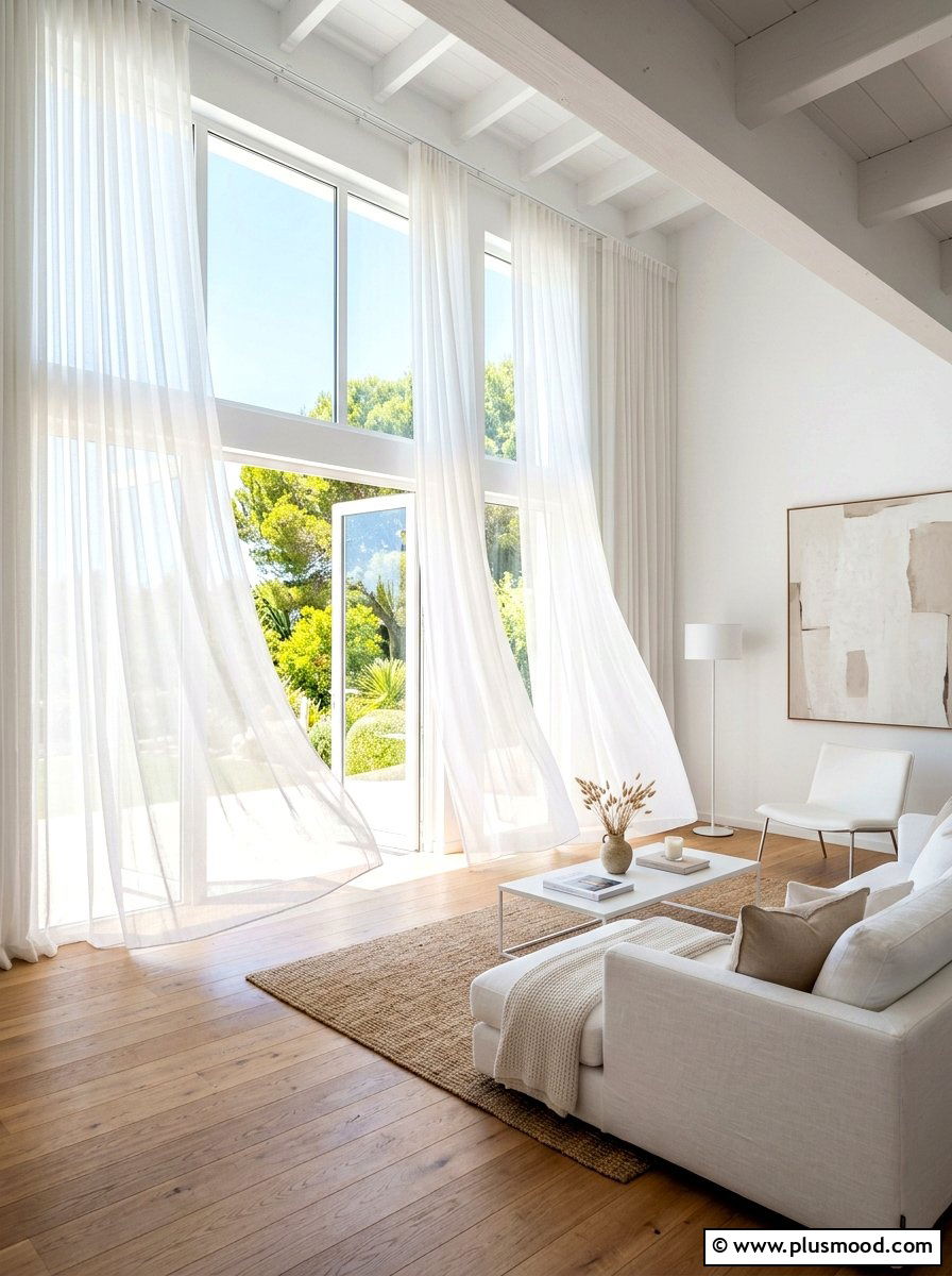 Sheer Window Curtains - 25 late summer living room ideas