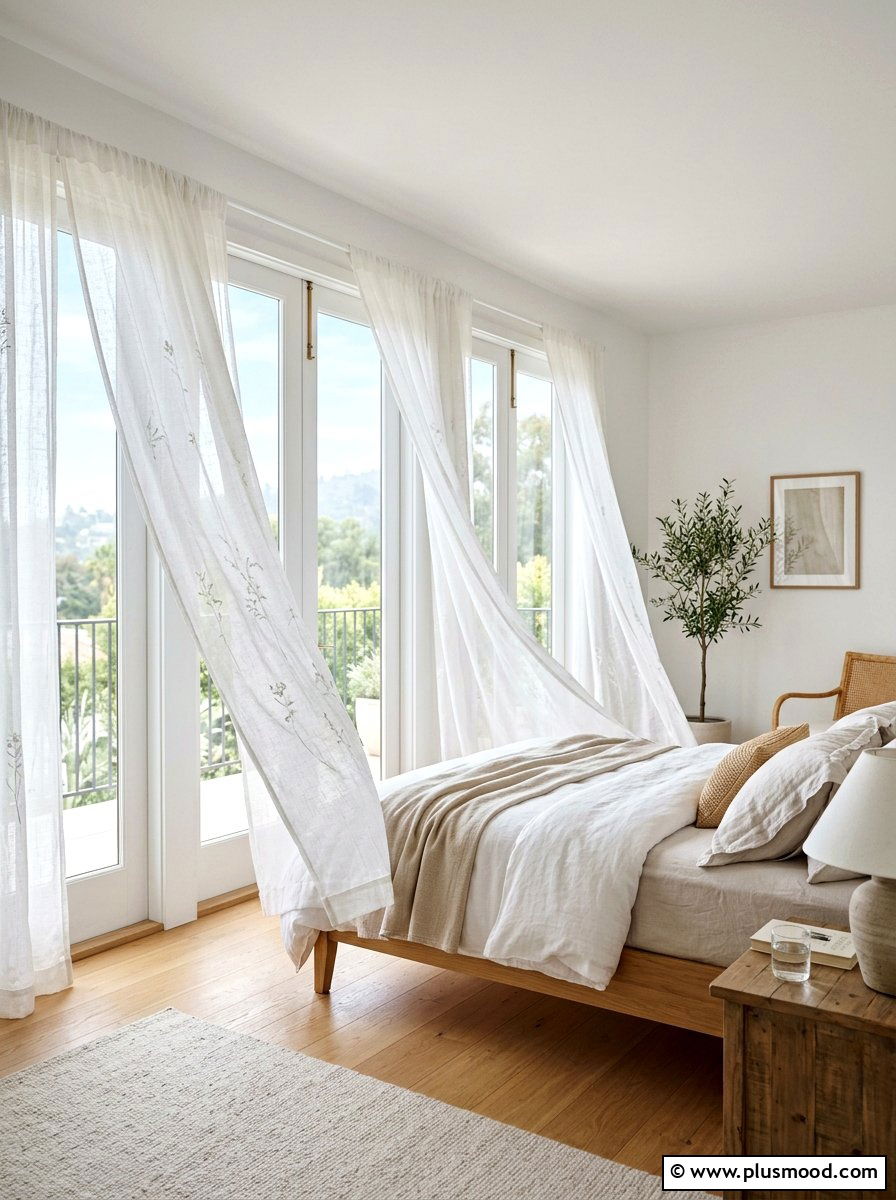 Sheer Window Curtains - 25 cool summer bedroom ideas