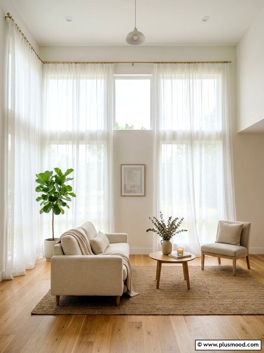 Sheer curtain living room - 25 small summer living room ideas