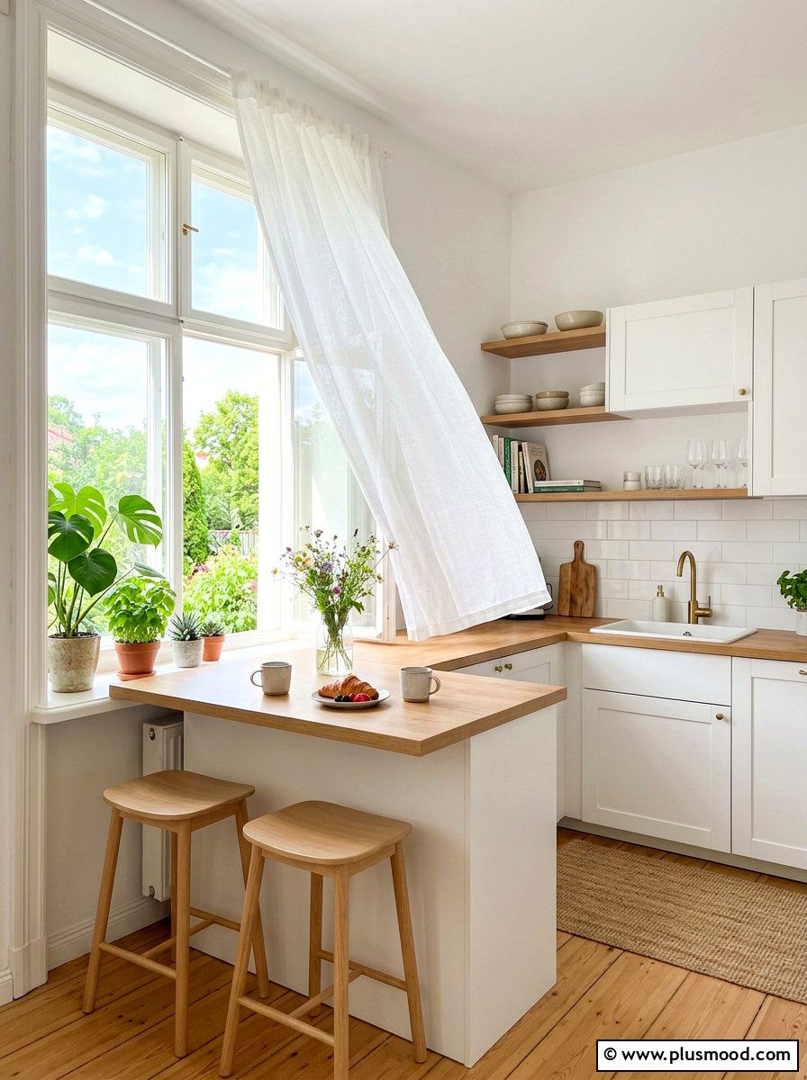 Sheer kitchen curtain - 25 summer kitchen decor ideas for apartments