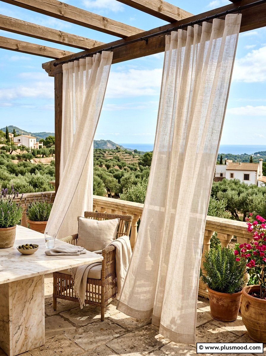 Sheer linen patio curtains - 25 summer patio curtain ideas