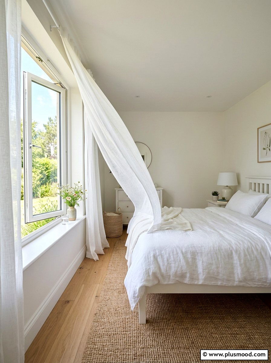 Sheer window curtains - 25 summer bedroom refresh ideas
