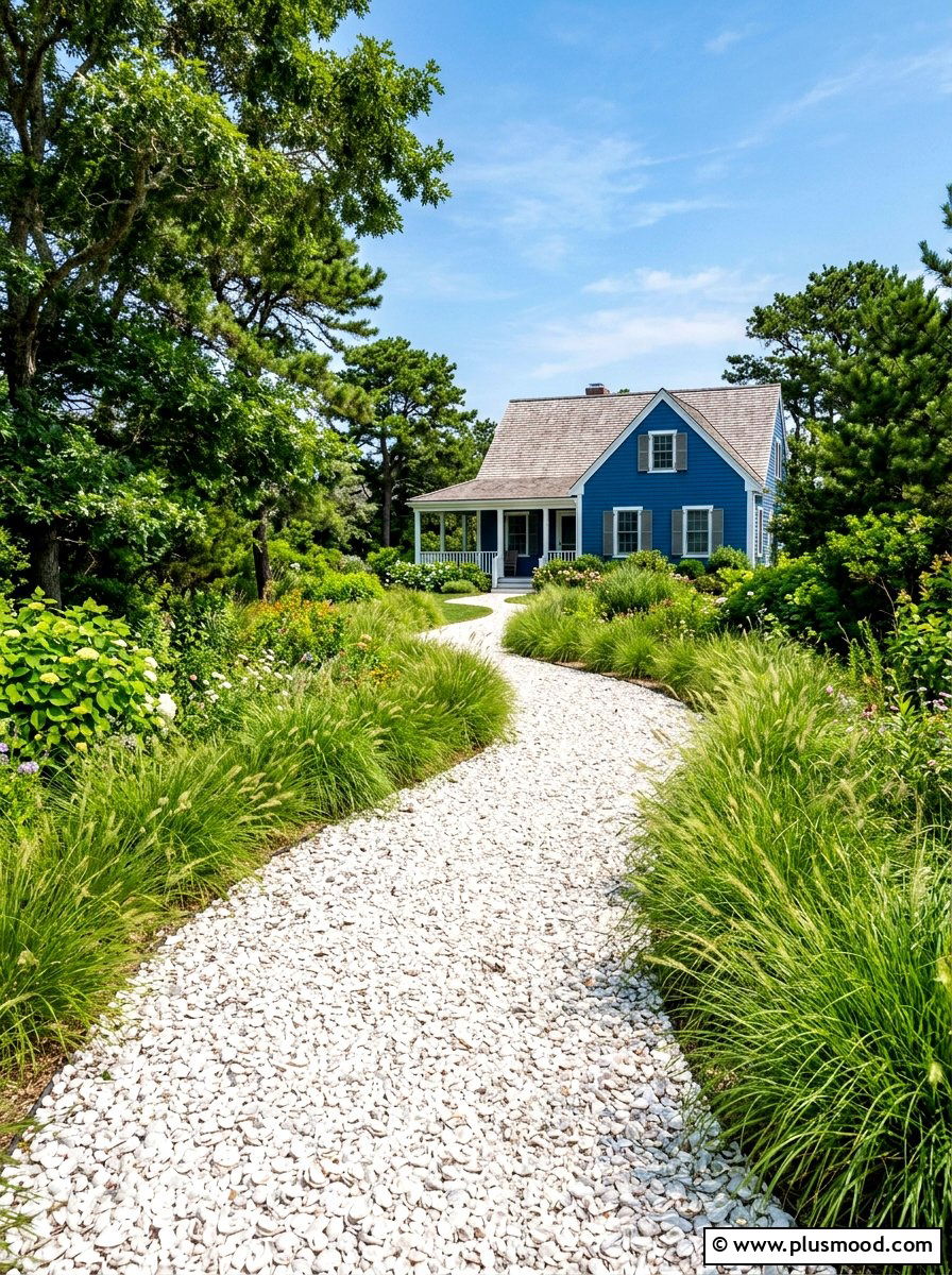 Shell Covered Walkway - 25 summer coastal curb appeal ideas