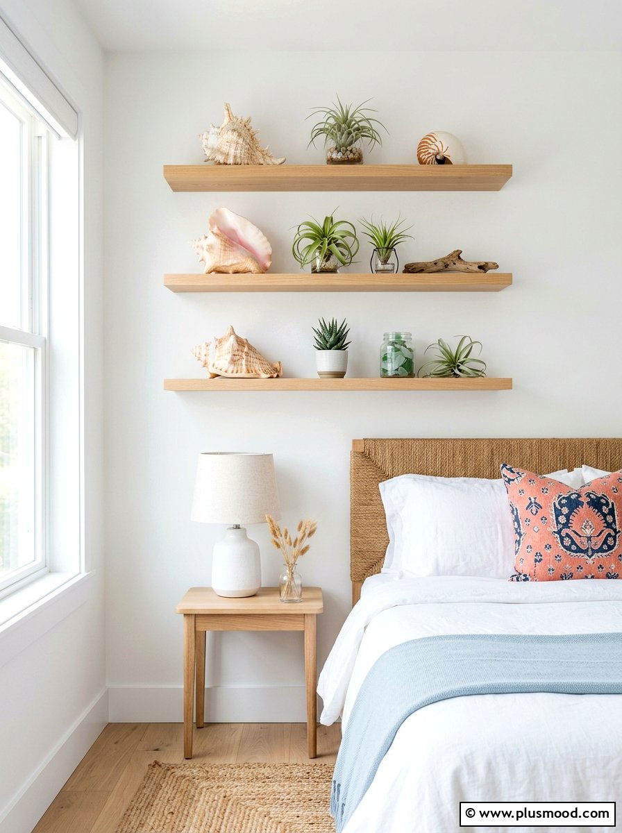 Shell Floating Shelf - 25 summer decor ideas with shells