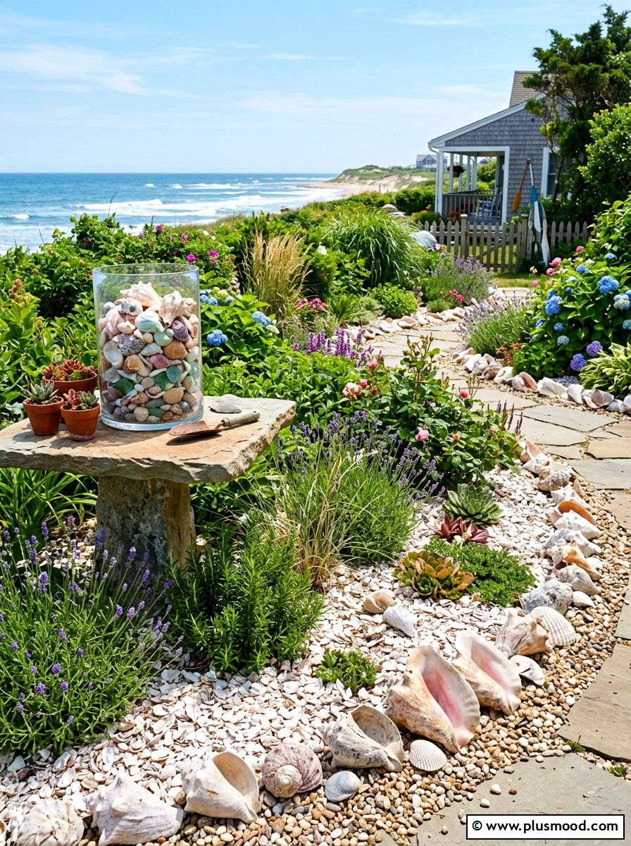 Shell Garden Features - 25 summer coastal outdoor entertaining ideas